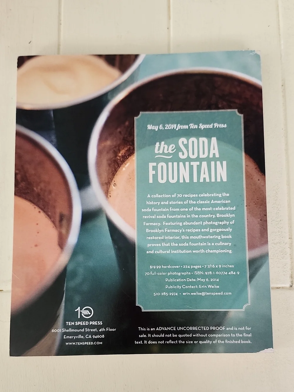 Soda Fountain Recipe Book - Uncorrected Proof